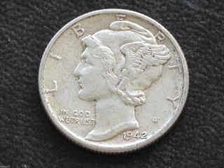1942 - P Mercury Dime 90% Silver U.  S.  Coin D5015 photo