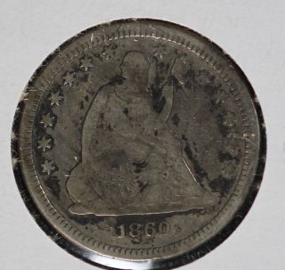 1860 Seated Liberty Quarter In Very Fine - Coin photo