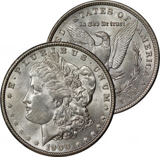 1900 Morgan Dollar Silver Coin State Brilliant Uncirculated photo