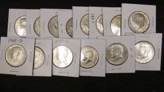 One (1) Silver Kennedy Half Dollar 1967,  1968 Or 1969; 40% Silver photo