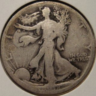 1918 - S Walking Liberty Half Average Circulated Coin T10 photo