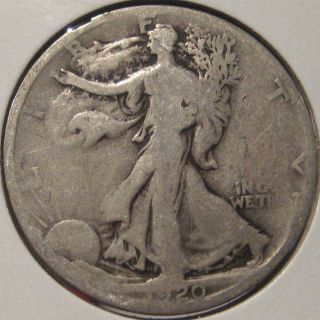 1920 - S Walking Liberty Half Average Circulated Coin Y10 photo