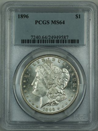 1896 Morgan Silver Dollar Coin $1 Pcgs Ms - 64 Jt photo