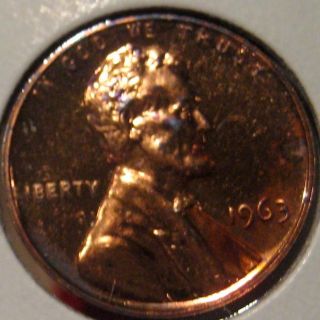 1963 Lincoln Cent Proof Bu Unc Ms Coin E11 photo