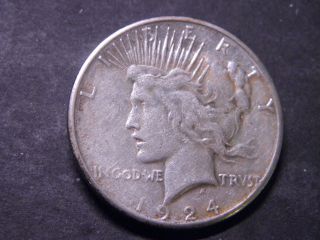 1924 S Peace Dollar Circulated Better Date Coin photo