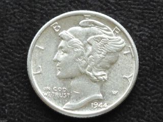 1944 - P Mercury Dime 90% Silver U.  S.  Coin D5027 photo