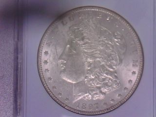 1897 Ms +++++ Gem Bu Morgan Silver Dollar - Very Attractive photo