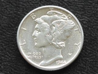 1944 - P Mercury Dime 90% Silver U.  S.  Coin D5029 photo