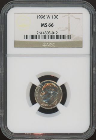 1996 W Roosevelt Dime Ngc Ms 66 photo