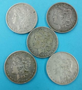 5 - Morgan Silver Dollars 1879 - 1888 - O - 1890 - O - 1891 - O - 1901 - O photo