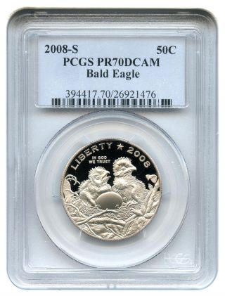 2008 - S Bald Eagle 50c Pcgs Pr70 Dcam Modern Commemorative Half Dollar photo