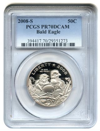 2008 - S Bald Eagle 50c Pcgs Pr70 Dcam Modern Commemorative Half Dollar photo