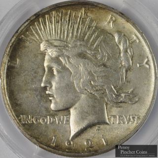 1921 Peace Dollar Pcgs Au - 58 Lustrous High - Relief First Year Of Issue Type Coin photo