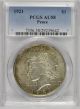 1921 Peace Dollar Pcgs Au - 58 Lustrous High - Relief First Year Of Issue Type Coin Dollars photo 1