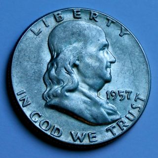 United States Silver Half Dollar Franklin 1957 photo