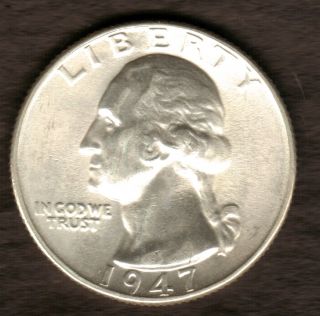 1947 D Washington Quarter 25¢ Bu Ab541 photo
