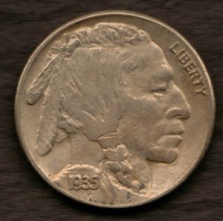 1935 S.  Au+.  Indian Head 5¢ Cents.  Buffalo Nickel Ab552 photo