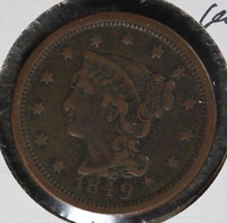 1849 Braided Hair Large Cent - Coin photo