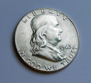 United States Silver Half Dollar Franklin 1963 D photo