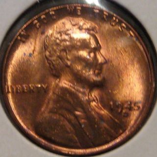 1945 - D Lincoln Cent Coin Bu Unc Ms O10 photo