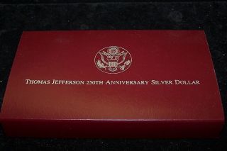 1993 Thomas Jefferson 250th Anniversary Uncirculated Silver Dollar Commemorative photo