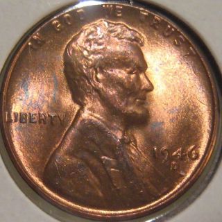 1946 - D Lincoln Cent Coin Bu Unc Ms E10 photo