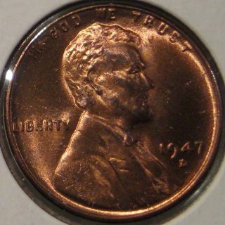 1947 - D Lincoln Cent Coin Bu Unc Ms V10 photo