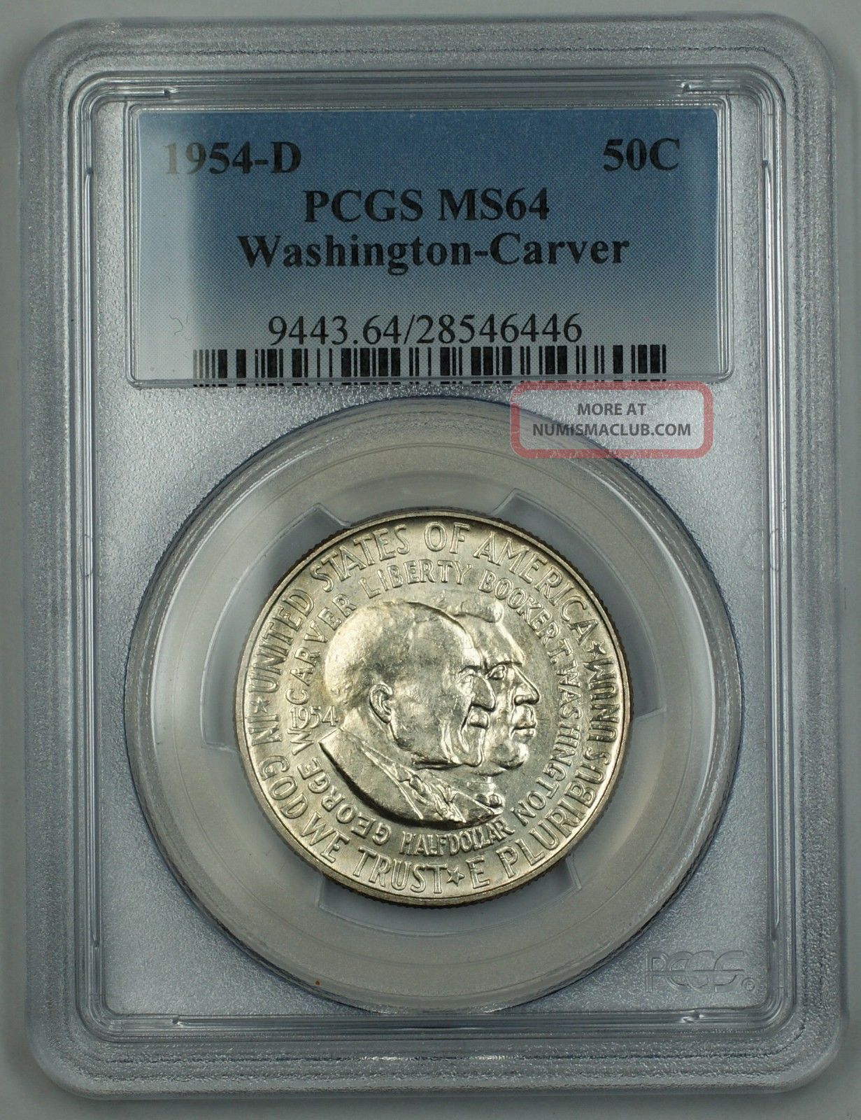 1954 - D Washington - Carver Silver Half Dollar 50c Commemorative Coin
