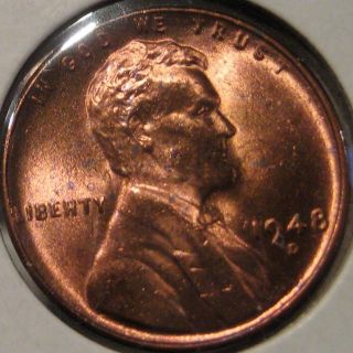 1948 - D Lincoln Cent Coin Bu Unc Ms V10 photo