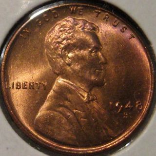 1948 - S Lincoln Cent Coin Bu Unc Ms C11 photo