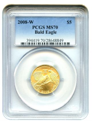 2008 - W Bald Eagle $5 Pcgs Ms70 Modern Commemorative Gold photo