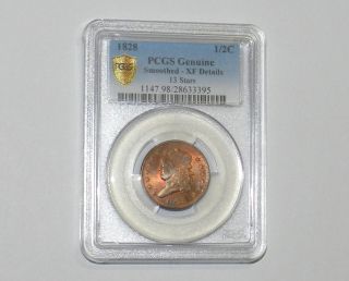 1828 Classic Head Half Cent 13 Stars Pcgs Xf Details Red/brown Eye Appeal photo