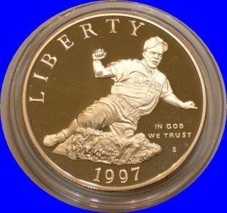 1997 S Jackie Robinson Silver Dollar; Proof In Capsule photo