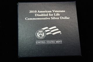 2010 - W American Veterans Disabled For Life Proof Silver Dollar photo