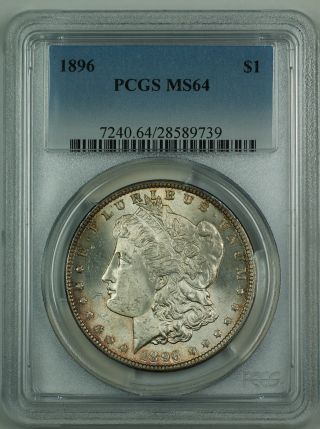 1896 Morgan Silver Dollar Coin $1 Pcgs Ms - 64 Gkg photo