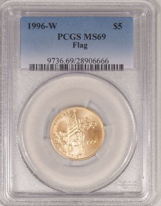 1996 - W $5.  00 Olympic Gold Commemorative - Flag Bearer Pcgs Ms - 69 photo