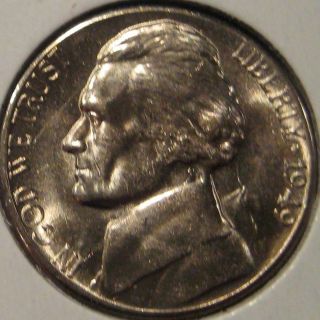 1949 - S Jefferson Nickel Coin Bu Unc Ms V10 photo