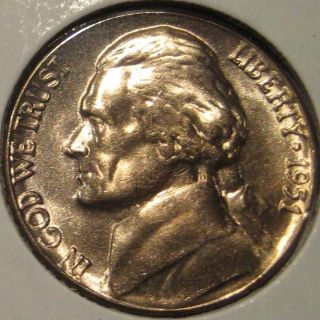 1951 Jefferson Nickel Coin Bu Unc Ms C11 photo