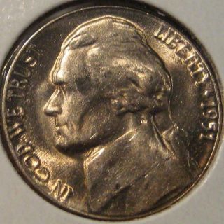 1951 - D Jefferson Nickel Coin Bu Unc Ms A11 photo
