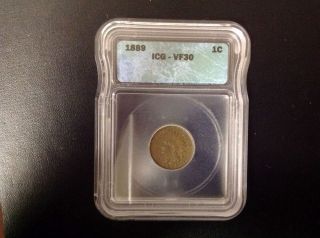 1889 Indian Head Cent Icg Graded Vf30 photo
