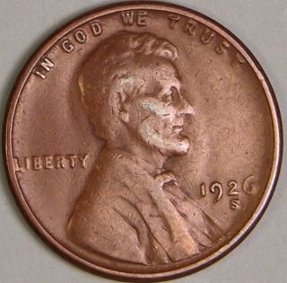1926 S Lincoln Wheat Penny,  Less Than Five Million,  Jc 618 photo