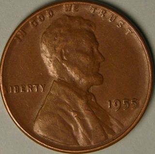 1955 P Lincoln Wheat Penny,  (poor Mans Double Die) Error Coin,  Aa 744 photo