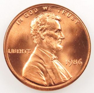 1986 Uncirculated Lincoln Memorial Cent Penny (b05) photo
