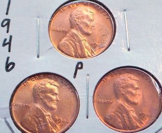 1946 P,  D&s Brilliant Uncirculated Red Lincolns. . photo