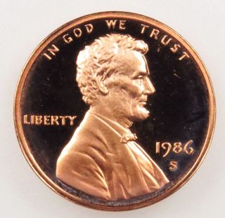 1986 S Deep Cameo Proof Lincoln Memorial Cent Penny (b02) photo