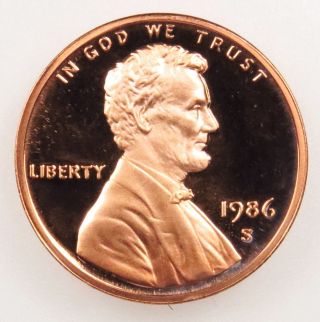 1986 S Deep Cameo Proof Lincoln Memorial Cent Penny (b04) photo