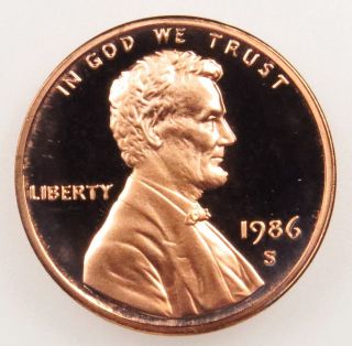 1986 S Deep Cameo Proof Lincoln Memorial Cent Penny (b05) photo