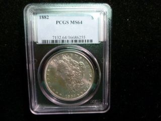 1882 Morgan Silver Dollar Pcgs Ms64 Coin photo