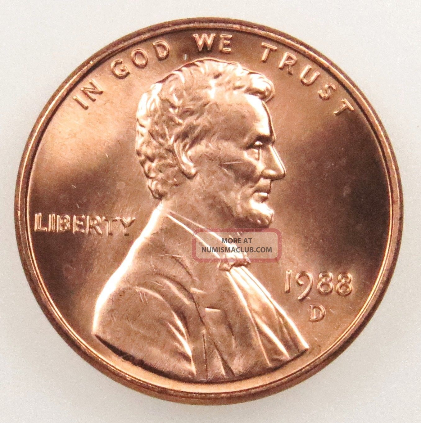 1988 D Uncirculated Lincoln Memorial Cent Penny b05 