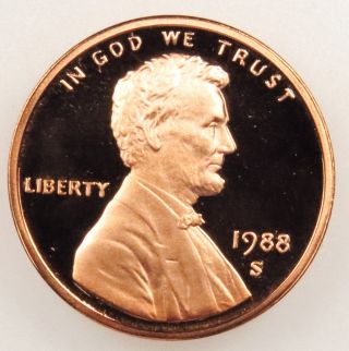 1988 S Deep Cameo Proof Lincoln Memorial Cent Penny (b01) photo
